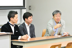 ソーシャル・ビジネス研究会 （左より、ケアプロ川添社長、水越氏、福井氏）